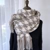 Women's Medium-Length Houndstooth Scarf - Warm, Sweet Style, Imitation Cashmere, Tassel Snood, Thick Shawl