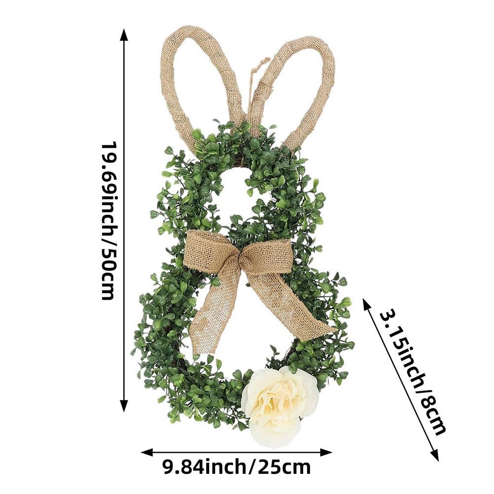 Венок Кролик Easter Bunny-Тематический Венок из Искусственных Цветов Декоративный Реалистичный-Зелень Украшает Пасхальный Декор Праздничная Композиция