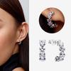 Authentic 925 Silver Cherry Blossom Bow Heart Hoop Stud Drop Earrings plata de ley Jewelry DIY Birthday Gift Original