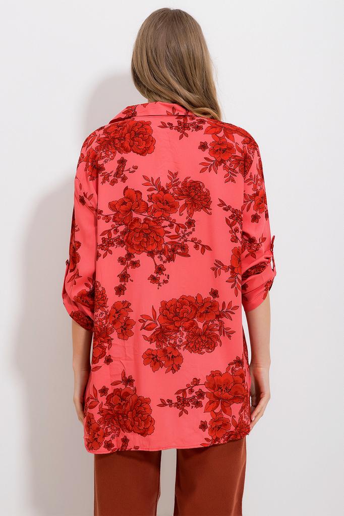 Women's Shirt New Season Fashion Green Patterned Woven Viscose Shirt