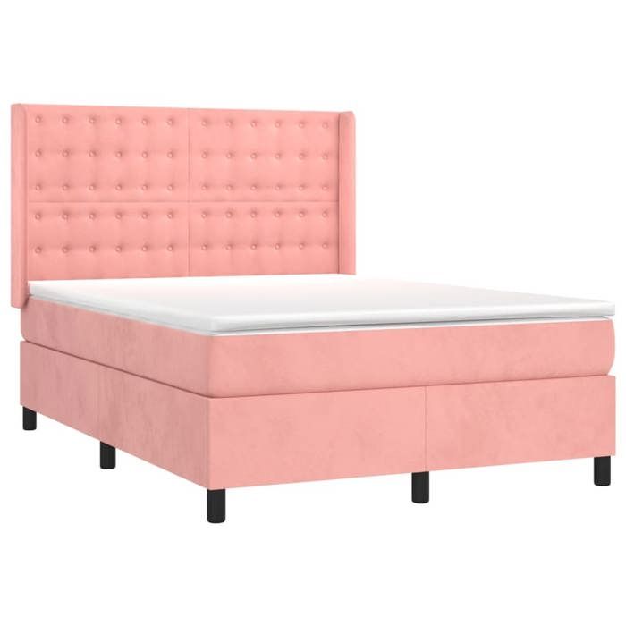 Maison Exclusive - Sommier à lattes de lit avec matelas Rose 140x190 cm Velours