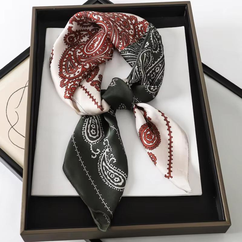 NEW Unisex Luxury Brand Cashew Flower Contrasting Tie Shawl Silk Square Scarf Women's 70cm Headscarf