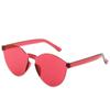 Oval Shape Sunglasses Women Rimless Frame Tint Clear Lens Colorful Sun Glasses Female Red Pink Yellow Shades Travel