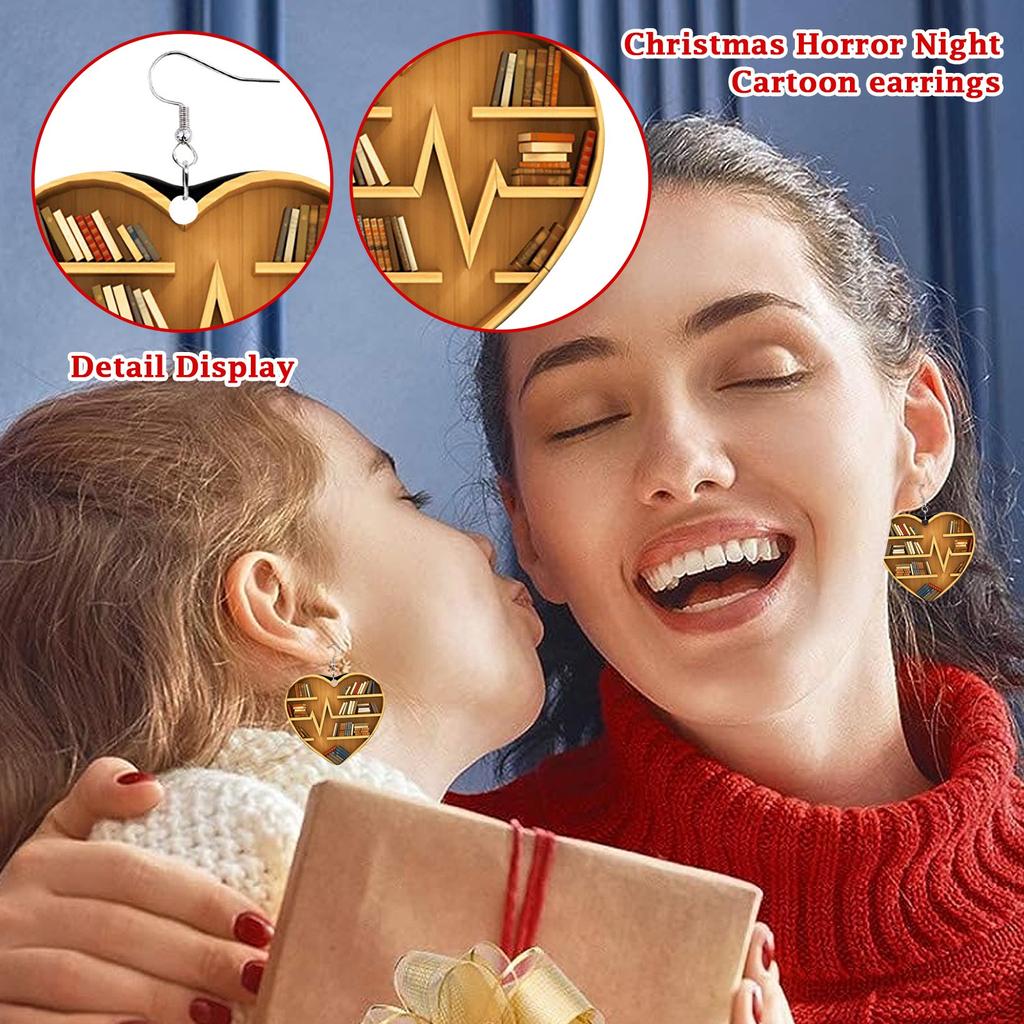 Серьги из книги «Любовь» Деревянные серьги Книга Серьги Двусторонняя живопись