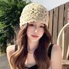 Women's Handmade Woven Head Wrap Hat Summer Hollow Fashion Versatile Face Slimming Korean Style Slouchy Hat Trendy