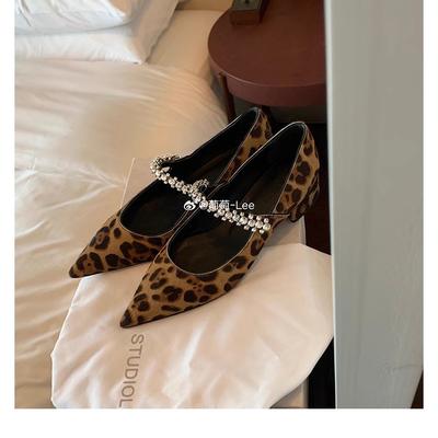 Виноградная мать та же кожа французская 2025 новые остроносые туфли Мэри Джейн высокого класса женские универсальные одинарные туфли с неглубоким горлом