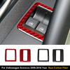 Real Carbon Fiber Car Door Window Button Panel Frame Decorative Sticker For Volkswagen Scirocco 2009-2016 Interior Accessories
