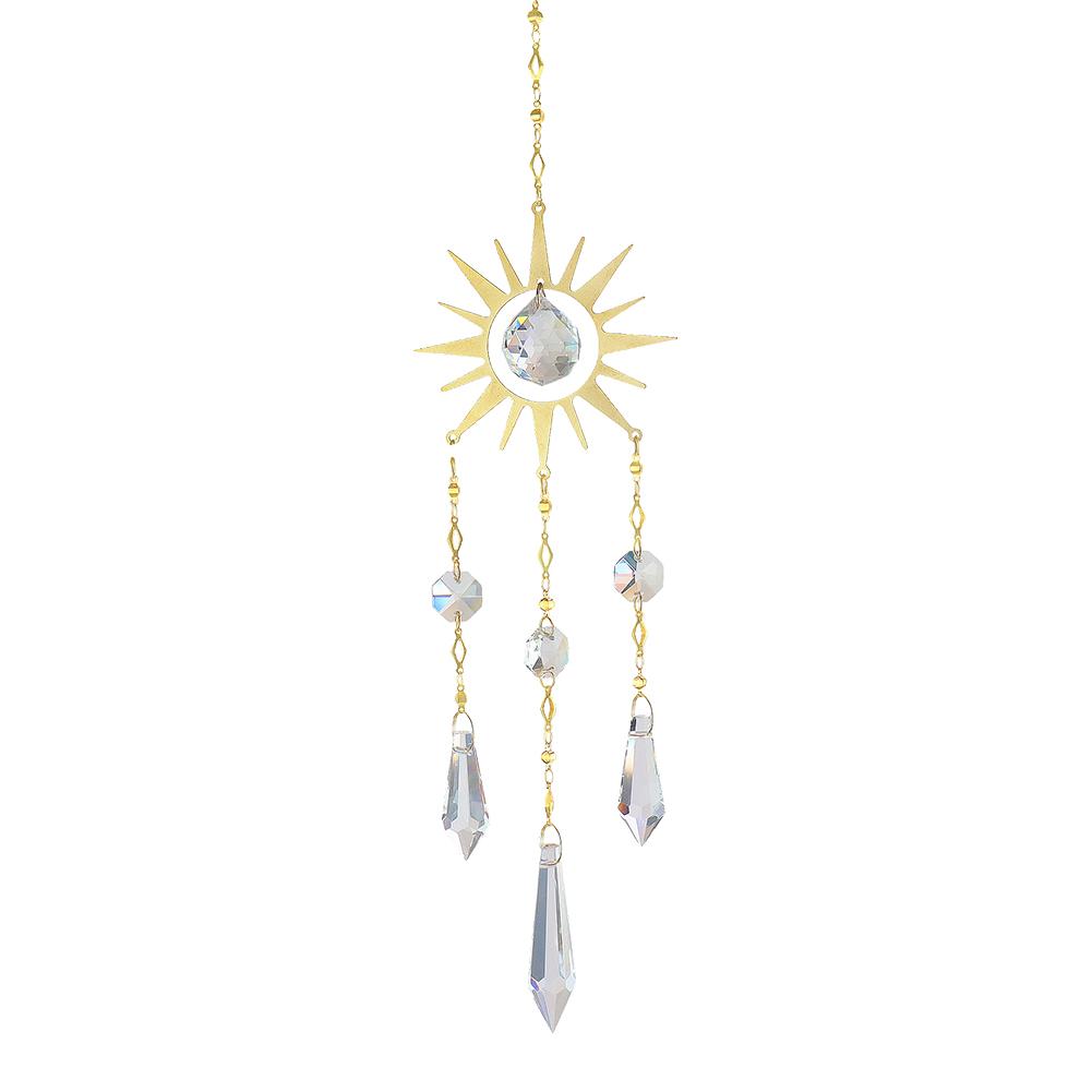 Crystal Prisms Light Catcher Windchimes Hexagon Wind Chime Garden Decor Hanging Window Ornament Chandelier Home Decoration