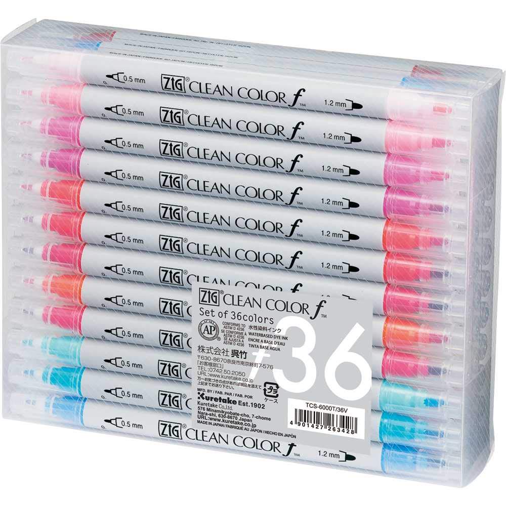Kuretake Pen ZIG Clean Color F 36 Colors Water-Based TCS-6000T/36V