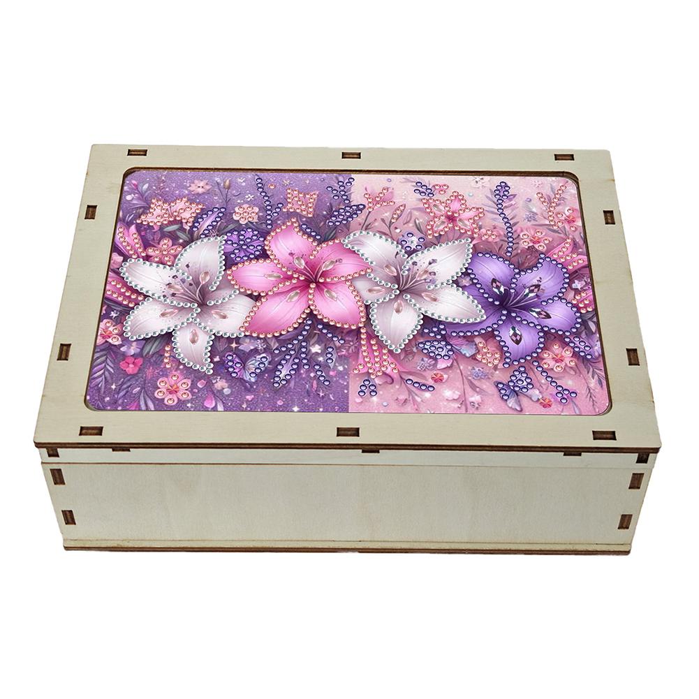 DIY 5D Diamond Painting Jewelry Box Wooden Box Diamond Art Jewelry Storage Case Diamond Painting Container Box for Women Girls