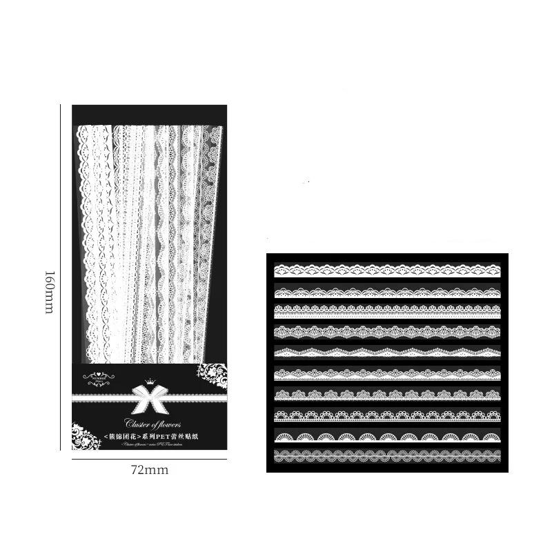 30 шт./пакет Цветочные Кружевные Масштабируемые Скрапбукинг Наклейки ПЭТ Прозрачные Наклейки для DIY Ручной Учет Чехол для Телефона Зеркало Поделки