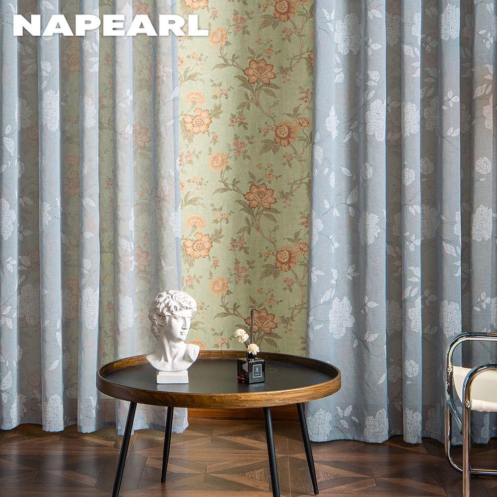 1 шт. NAPEARL, современная имитация льна, тюлевая занавеска с цветочным узором, прозрачная занавеска для окна для домашнего декора