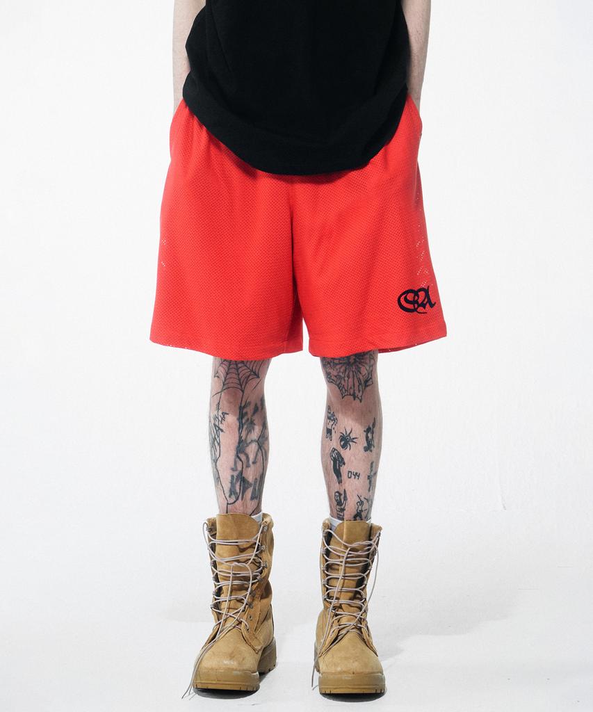 SCULPTOR Symbol Logo Mesh Shorts Poppy