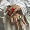 Ins Style Vintage Irregular Transparent Colored Resin Ring New Trend Boho Geometric Finger Rings Aesthetic Jewelry Accessories