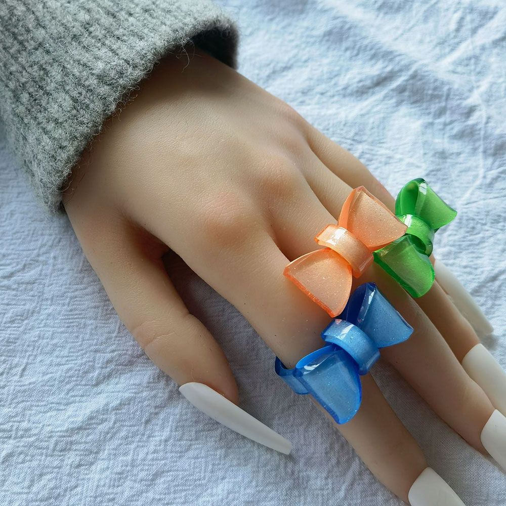 Geometric Sweet Resin Casual Women Girls Korean Style Ring Fashion Jewelry Bow Ring Finger Ring
