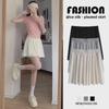 White Ice Silk Pleated High-Waist A-Line Skirt for Women - Summer Anti-Exposure Slim JK Mini Skirt