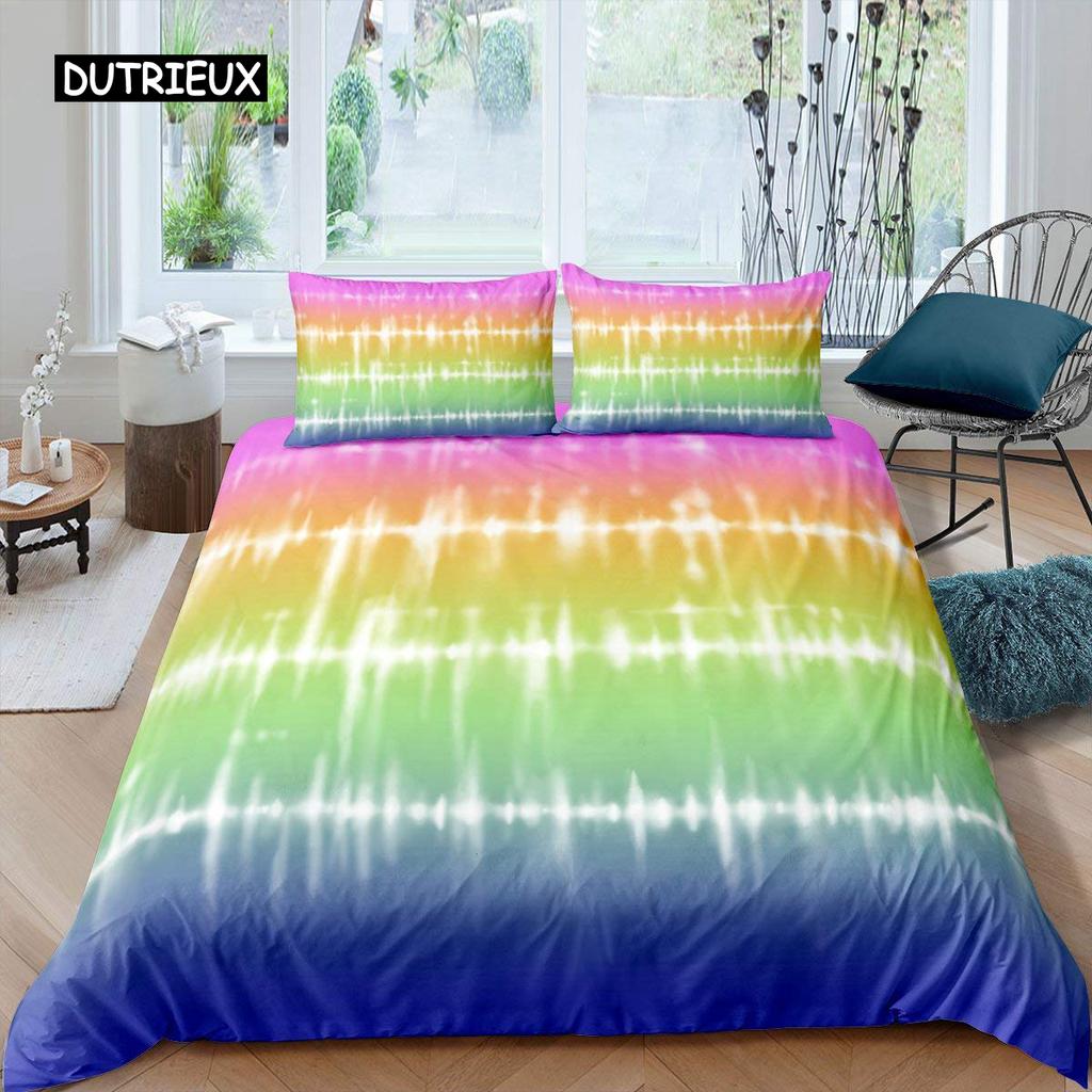 Abstract Rainbow Colorful Bedding Set Queen King Sinlge Duvet Cover Dream Polyester Comforter Covers Pillowcase Soft Bedclothes