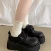 Туфли на платформе-маффине, женские, маленькие кожаные, новые осенне-зимние 2025 года, белые, в британском стиле, с круглым носком, на шнуровке, универсальные, японские одинарные туфли