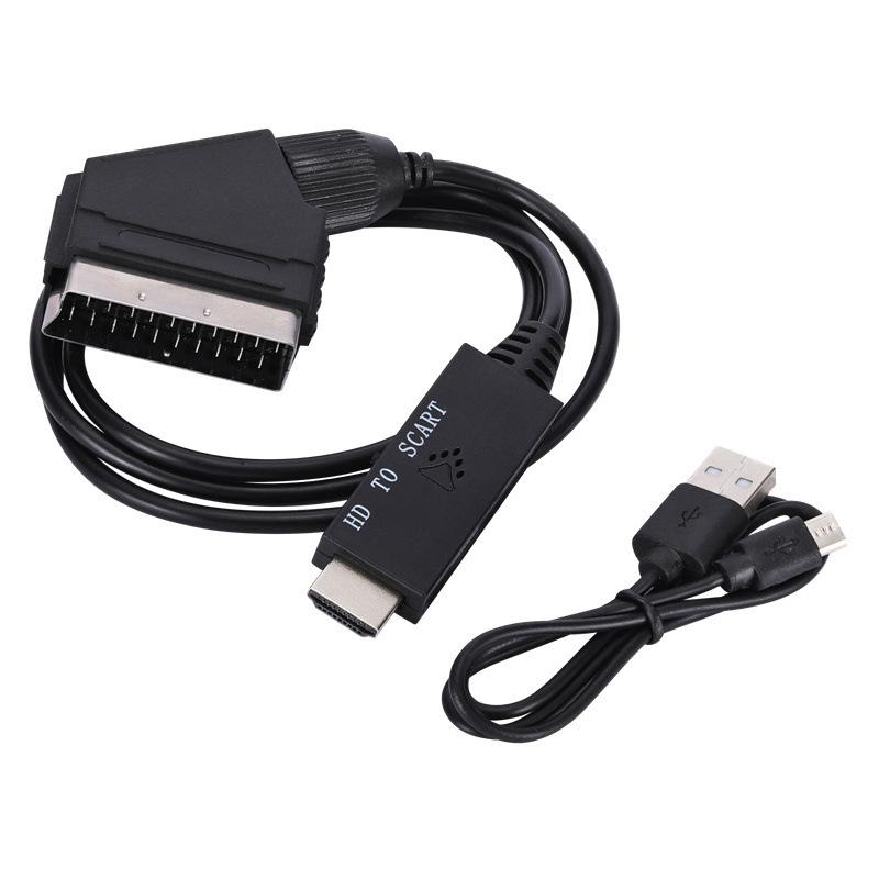 1Set -Compatible Input To Scart Output Plug And Play For VHS VCR DVD HD -Compatible To Scart Audio Video Converter Cable