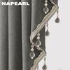 1 шт. NAPEARL, модная и роскошная однотонная занавеска с окантовкой из бисера для гостиной, окна, балдахин для спальни