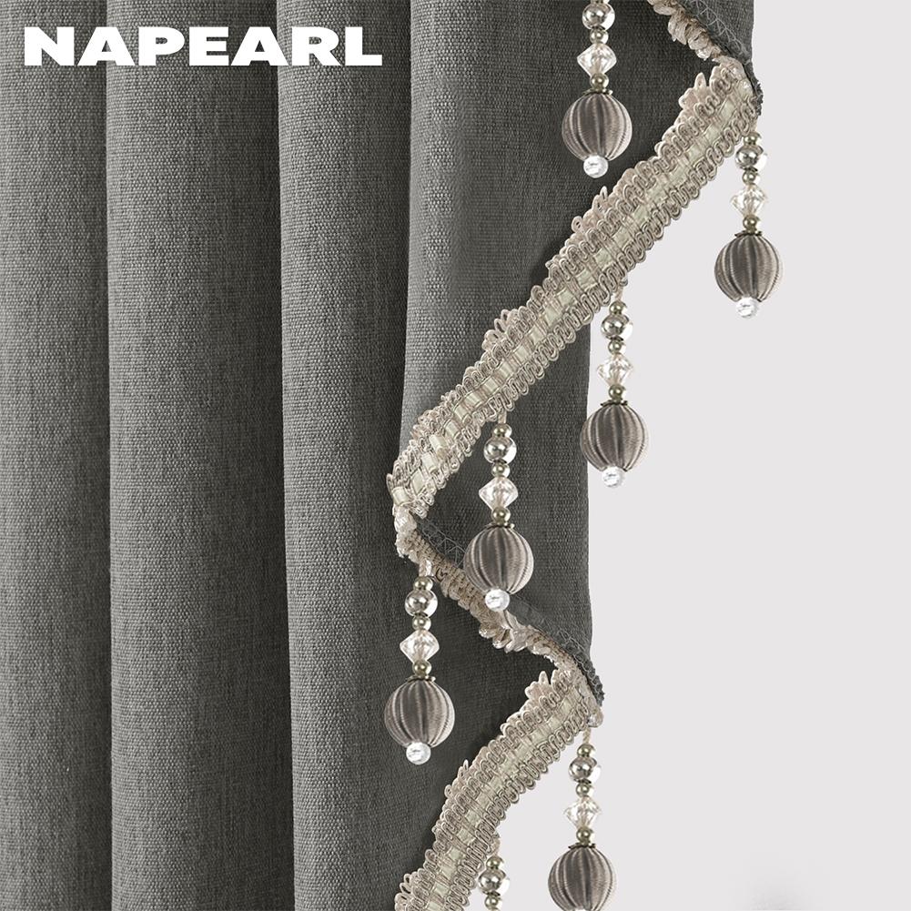1 шт. NAPEARL, модная и роскошная однотонная занавеска с окантовкой из бисера для гостиной, окна, балдахин для спальни
