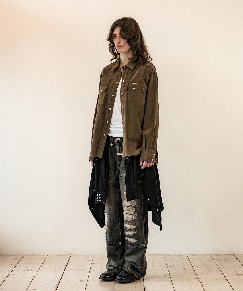 THEVINYLHOUSE Corduroy Western Shirts Khaki