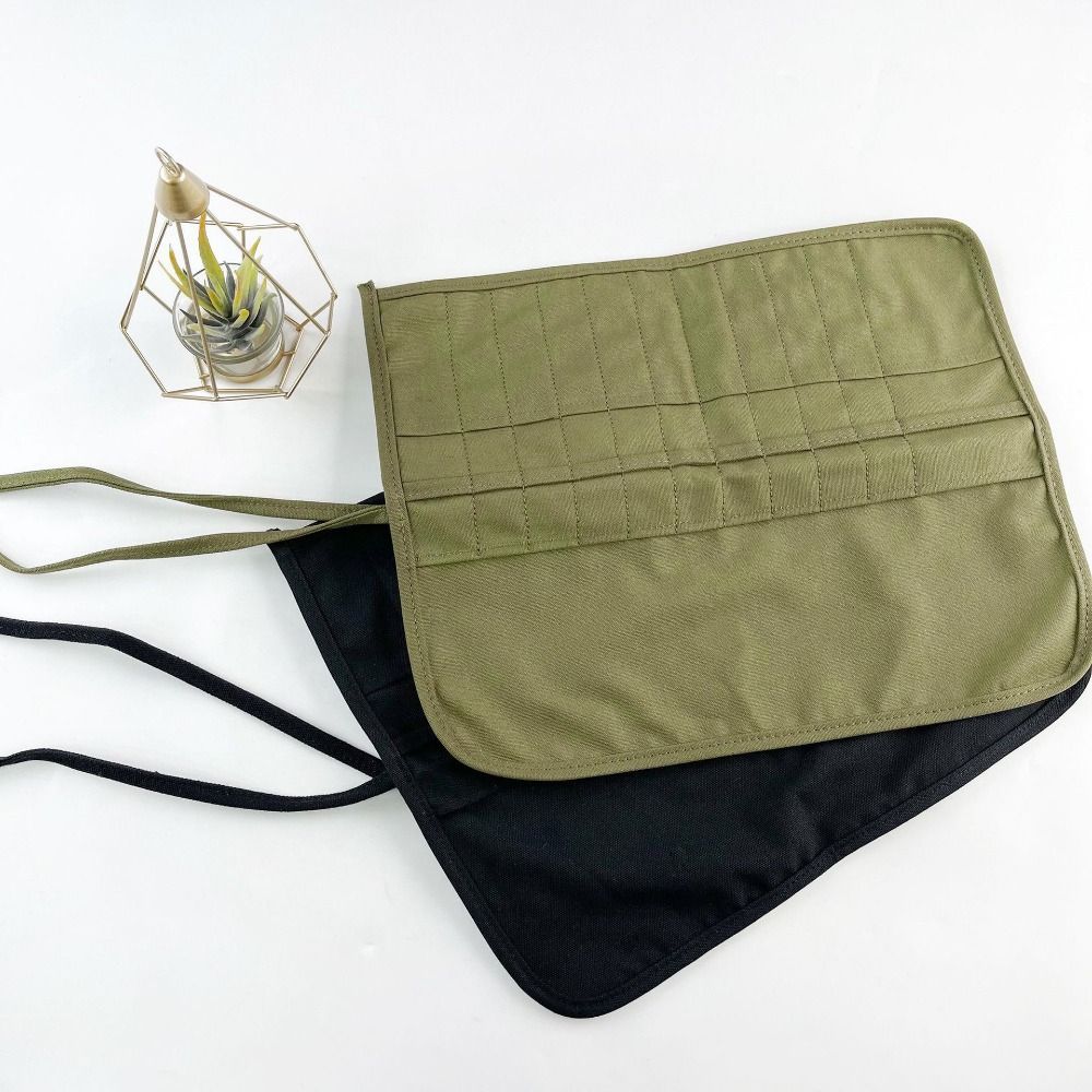 22 Slots Paint Brush Holder Separate Pouches Black/ Dark Green Artist Brush Pouch Canvas 40 X 35cm Brush Private Pen Bag