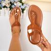 Большие размеры Toe Willow Nails Flat Bottom Beach Cool Slippers Sandals Women Cross border Wear Elastic Band Light Shoes