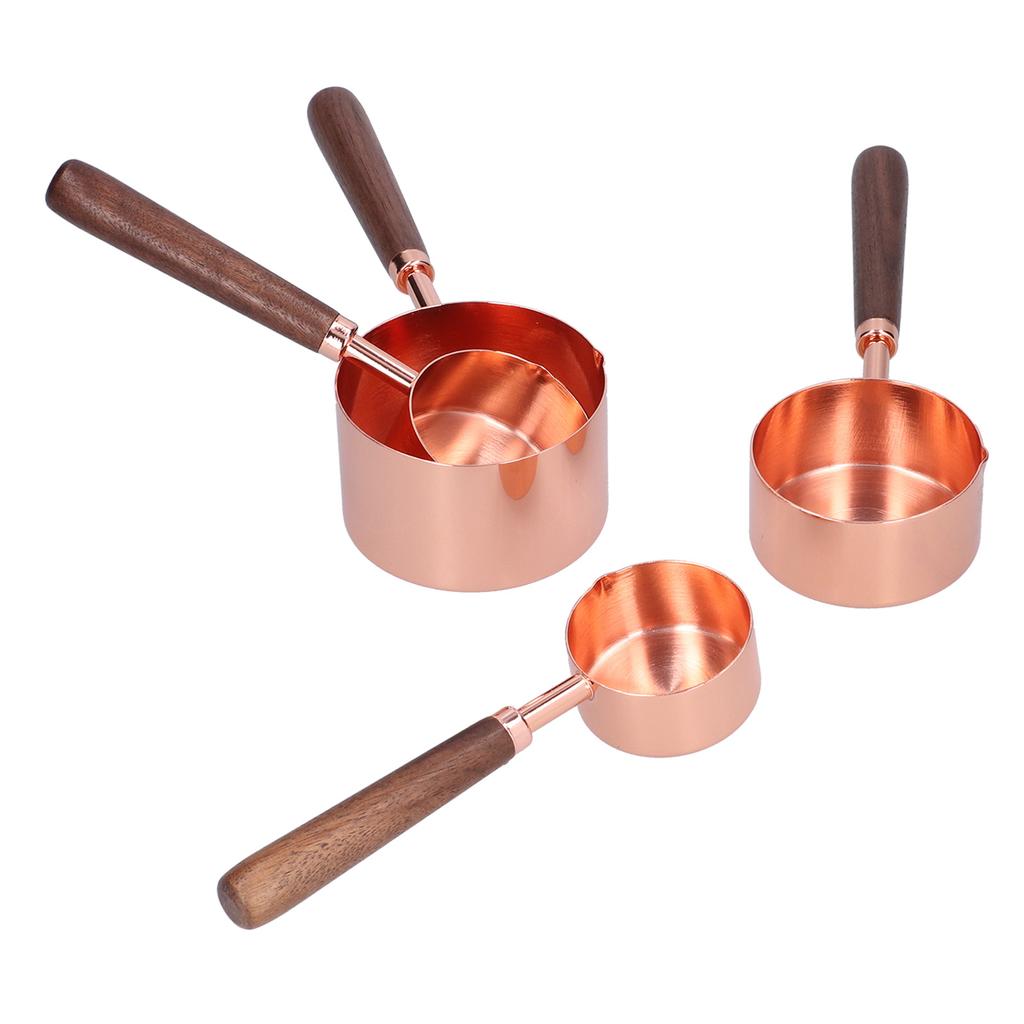 4pcs Rose Gold Measuring Cup with Scale Stainless Steel Measuring Spoon for Home Kitchen