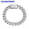 Юджи 10 мм Полированный Титановая Сталь Кубинская Цепь Браслет для Мужчин - Европейский и Американский Хип-Хоп Стиль