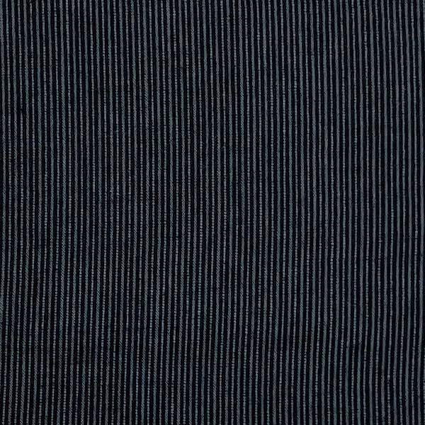 Мужской комплект юката из двух предметов Kyoto Kimono Yuzen, черный хлопок с плетением сидзира, квадратный оби на липучке, цвет чернил (Вертикальные полосы), Размер M