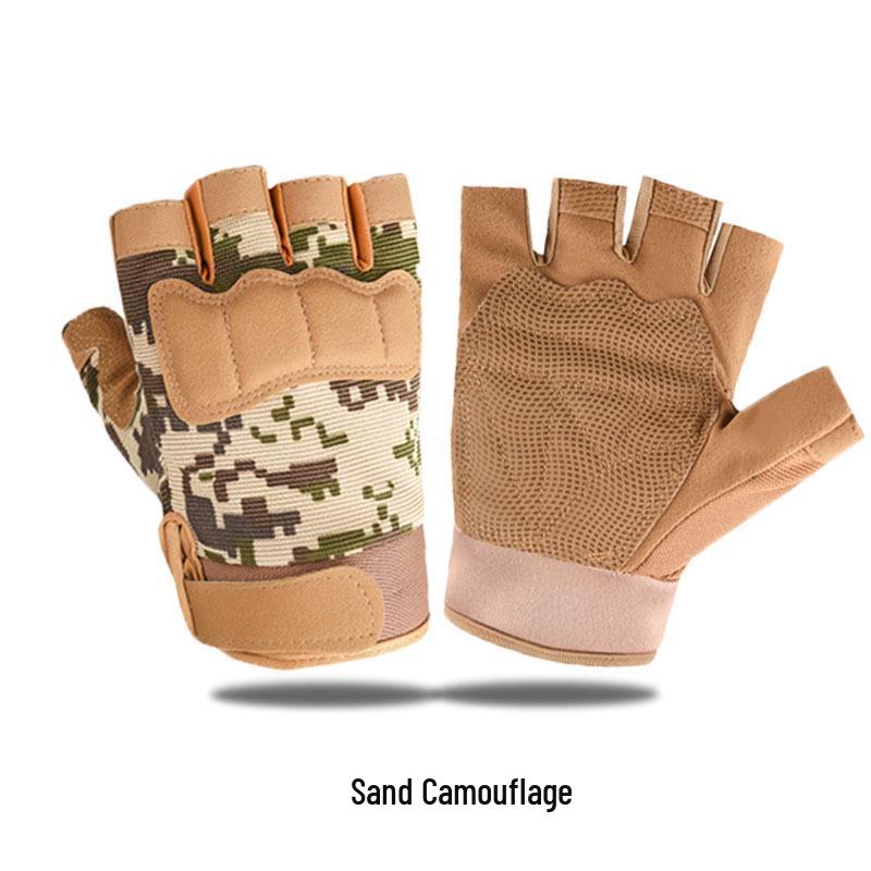 Детские противоскользящие тактические перчатки с открытыми пальцами для езды на велосипеде на открытом воздухе, возраст 8-15 лет, износостойкая защита