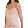 Women Dress Tassel Sequin V Neck Sleeveless Backless Feather Decor Loose Rumba Cha-cha Dance Costume Mini Club Party Dress