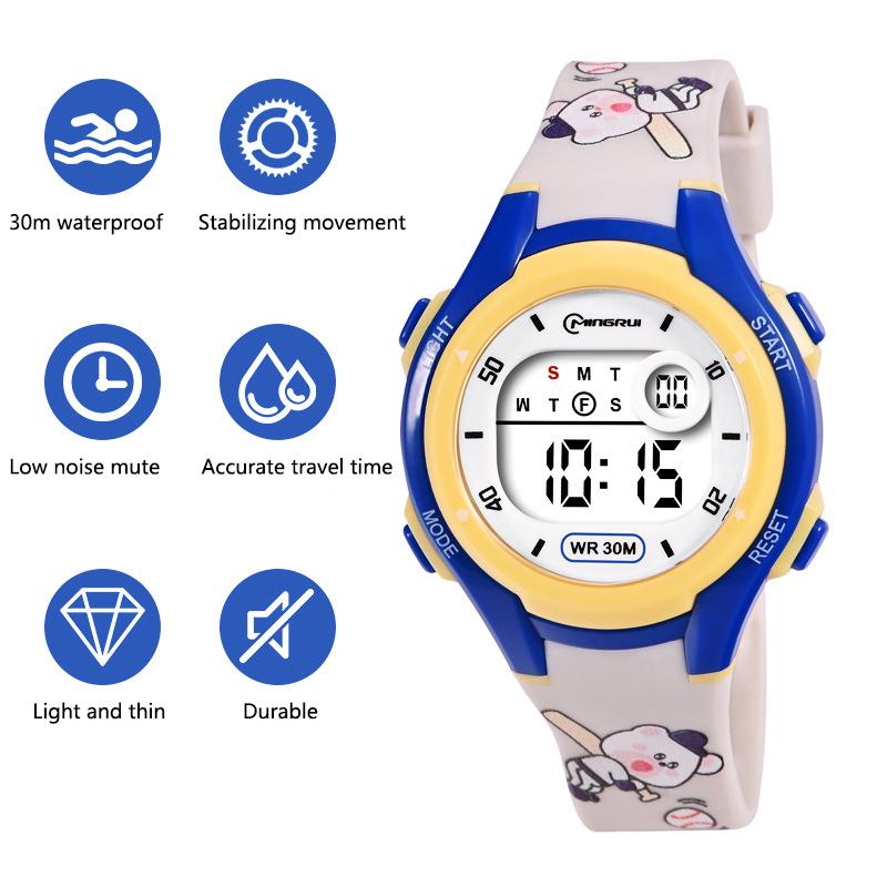 UTHAI Детские часы Спортивные Милые Принт Карта Плавание Водонепроницаемые Будильник Мальчики и Девочки Студенческие Детские Электронные Часы