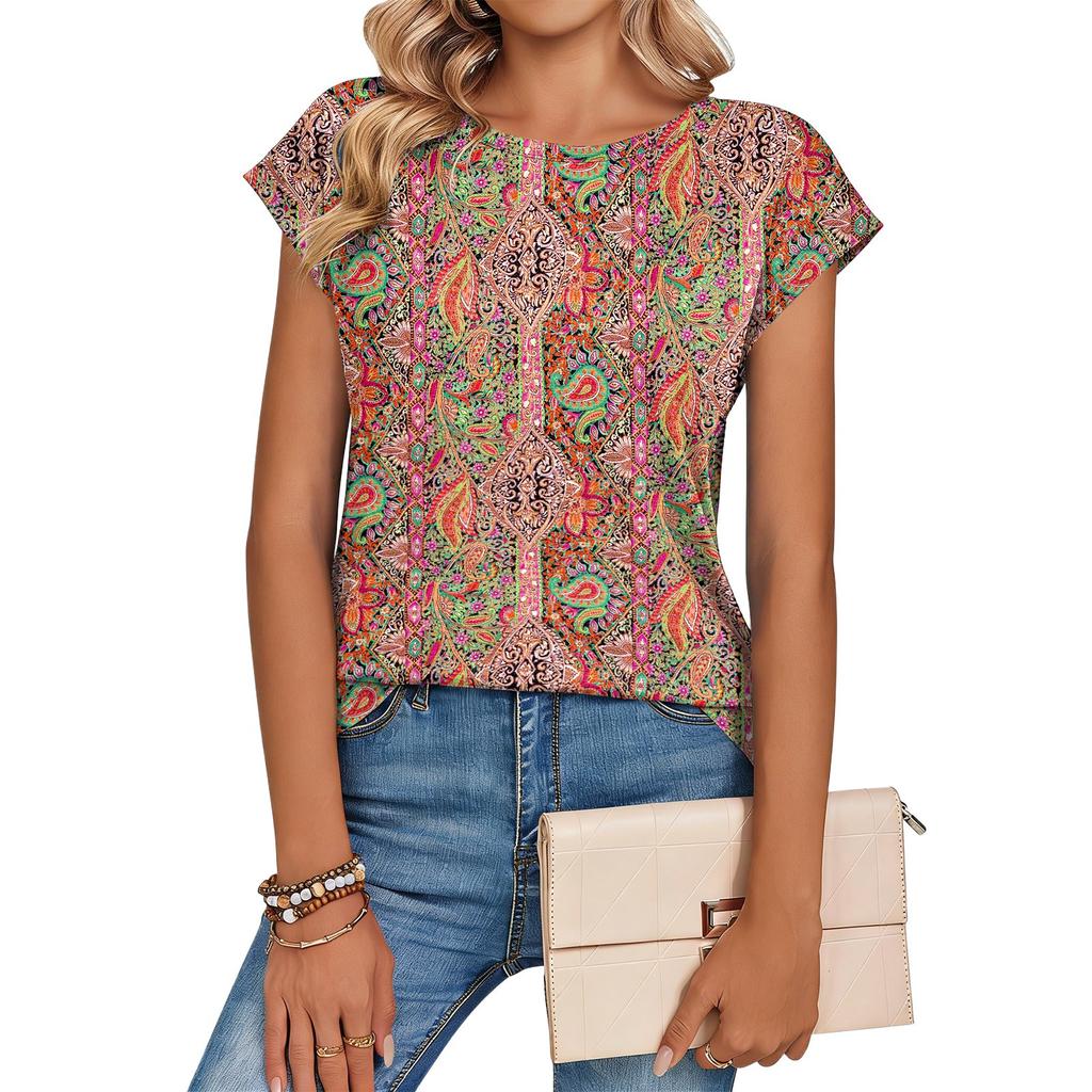 Женская модная повседневная футболка свободного кроя с ретро-принтом