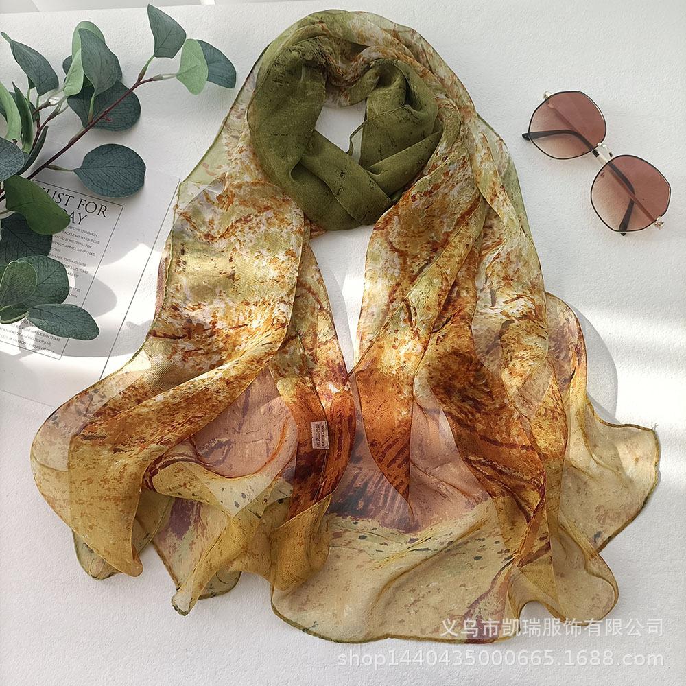 40 цветов, новый длинный шелковый атласный женский шарф с принтом, винтажный универсальный солнцезащитный пляжный шаль, шарф