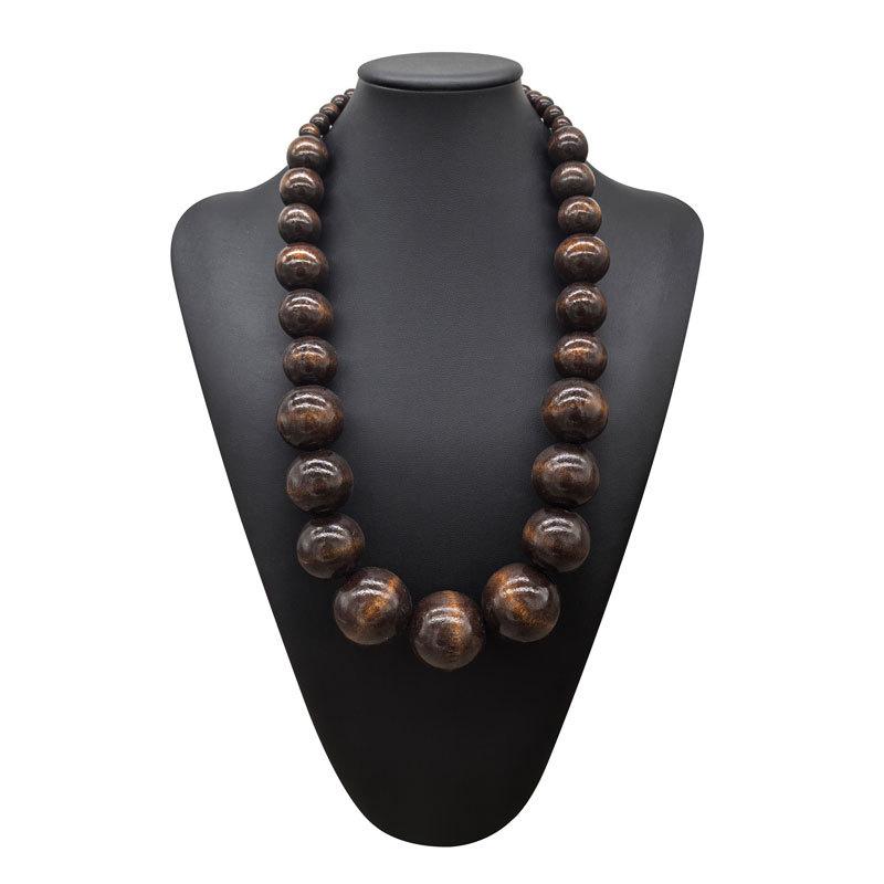 Colorful Big Wood Beads Long Necklace For Women Bohemian Wooden Beaded Decorations Statement Fashion Jewelry