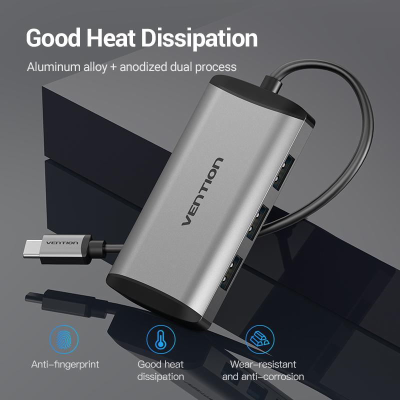 USB-концентратор Vention 3,0 Type c, USB-C-разветвитель, высокоскоростной адаптер для MacBook Pro, Huawei Mate 30, разветвитель USB-C, мультипорт USB3.1
