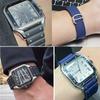 Высококачественный резиновый ремешок для часов Cartier Santos, ремешок для Santos 100 Series, черный, синий, водонепроницаемый браслет, ремень с раскладывающейся застежкой, 21 мм