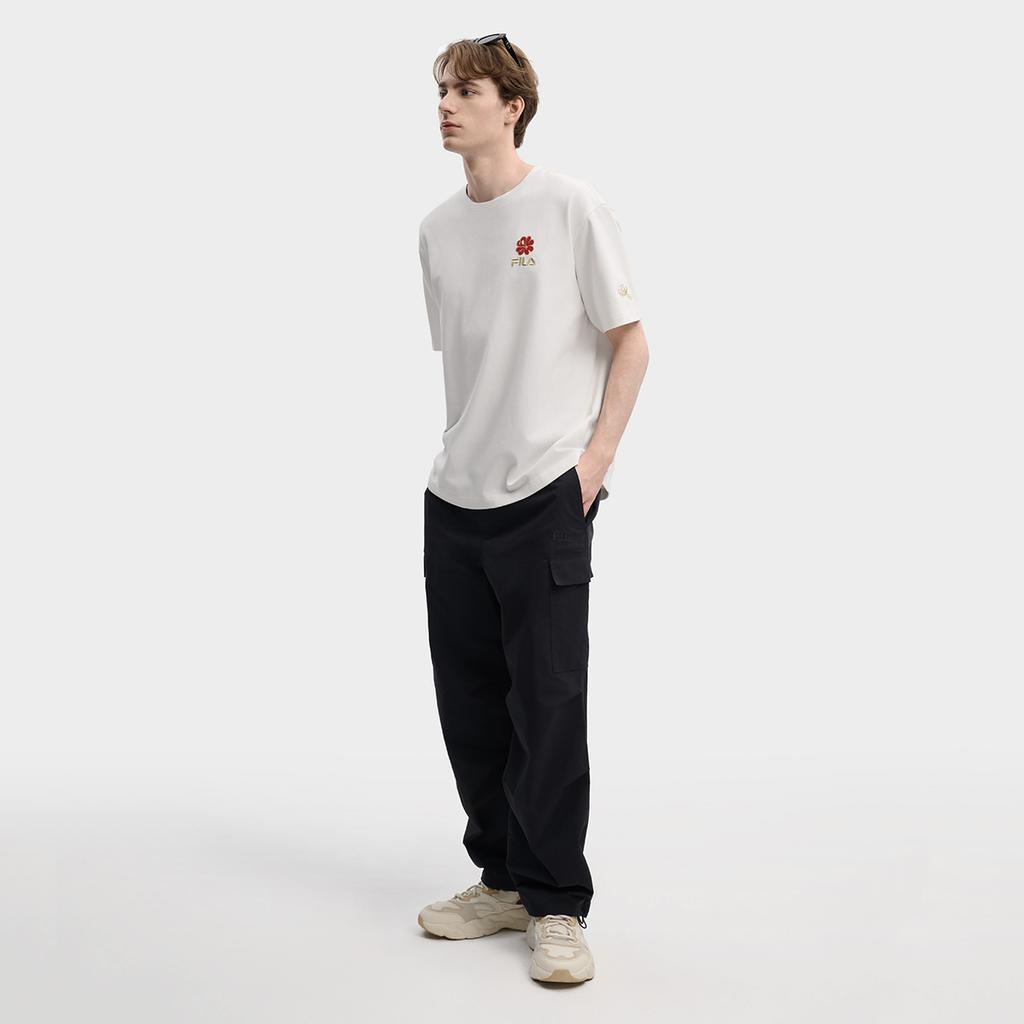 Fila Оригинальная футболка с пионом, модная, простая, классическая, ретро, повседневная, спортивная, удобная, вязаная, свободного кроя, с коротким рукавом, унисекс, топы F51U619101FWT