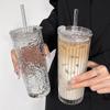 Glass Cup with Lid, High-value Appearance, Universal Coffee Cup, Large Capacity, Straw Cup, Light Luxury, High-end Feeling