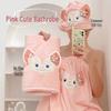 Cute Cartoon Coral Fleece Velcro Bath Skirt Set - Soft, Absorbent, Non-Shedding, Wearable Wrap