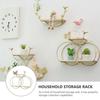 1 Set Wall Shelf Vintage Butterfly Floating Shelf Decorative Geometric Hanging Spice Rack for Bedroom Kitchen Bathroom Sofa Background Wall Decor