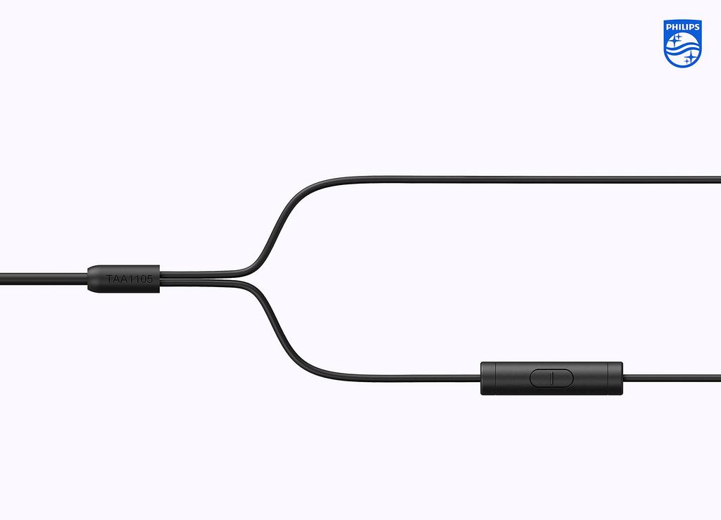 Philips A1105 Sports Wired Headphones with Ear Secure Deep Remote Control and Connector TAA1105BK In-Ear Hooks, Fit, Bass, In-line Microphone,