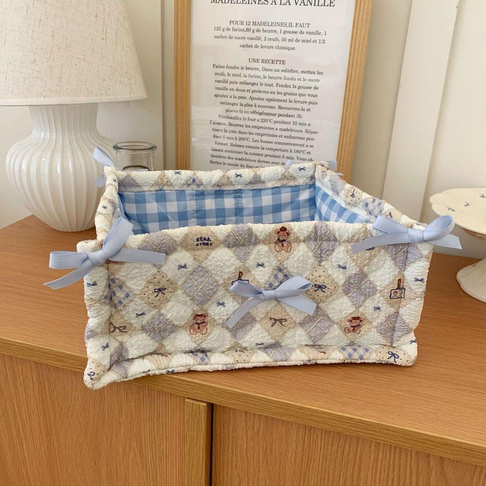 Square Storage Box Bear Pattern Organizer Box New Desktop Storage Basket  Home Decoration