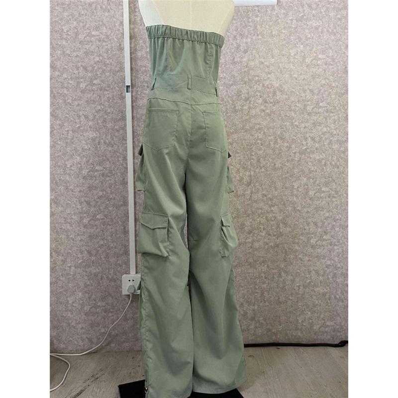 High Street сексуальные комбинезоны с открытыми плечами женские без бретелек пуговицы Y2k брюки-карго женские корейские карманы дизайн повседневный комбинезон