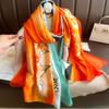 180*90CM Fashion Dustproof Big Bandanna Popular Satin Finish Silk Shawls Scarves Luxury Print Sunscreen Beach Towel
