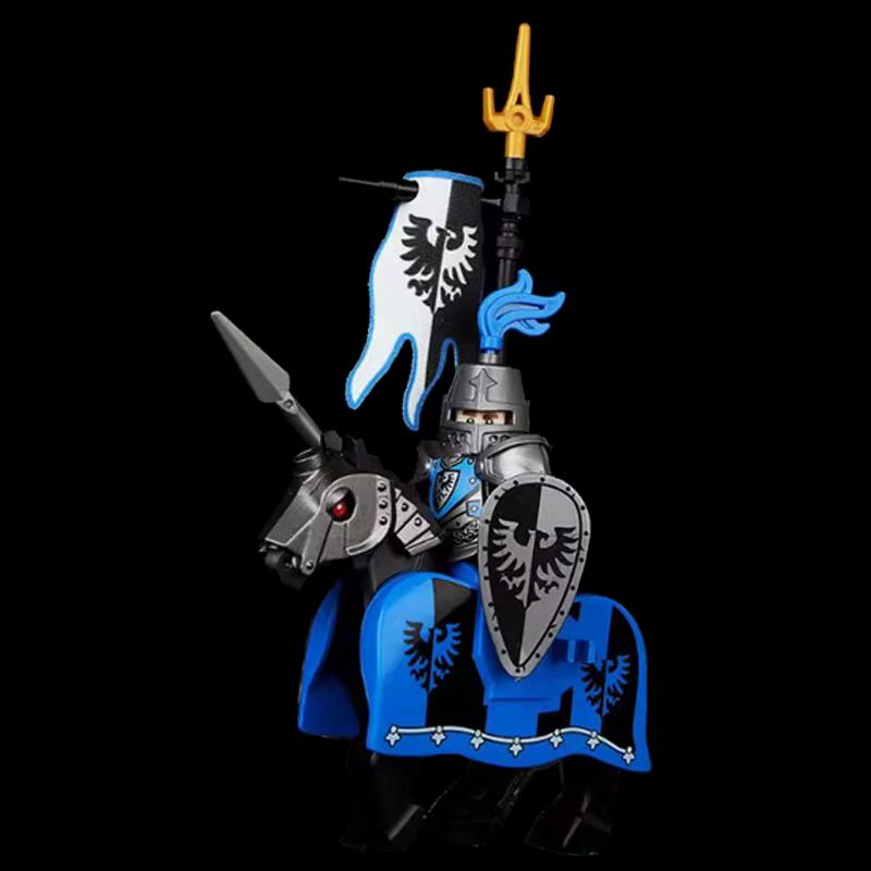 MOC Medieval Knight Castle Figures Building Blocks Weapon Wolf Swordsmen Guard Bow Arrow Shield Flags Warhorse Toys Gifts S002