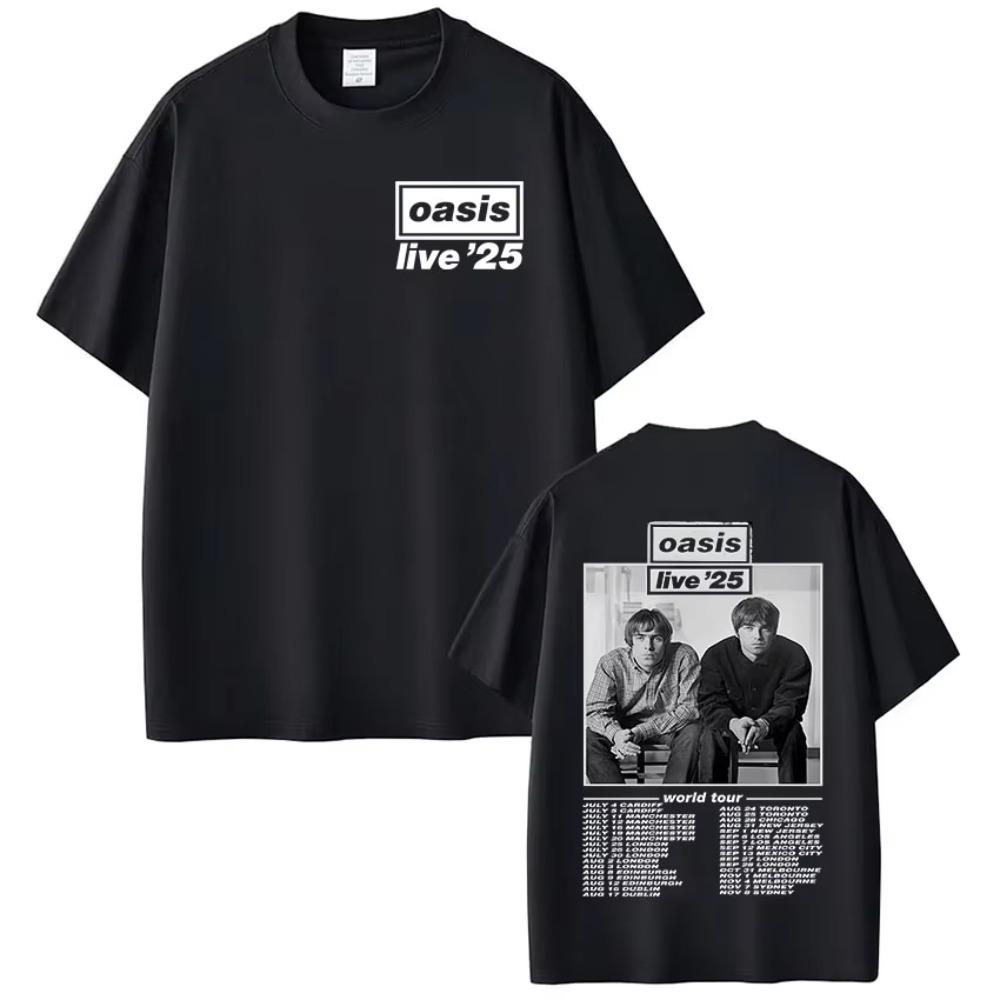Британская футболка O-Oasis Live 25 World Tour Мужская Женская Винтажная Футболка Оверсайз Футболки с Коротким Рукавом Уличная Одежда