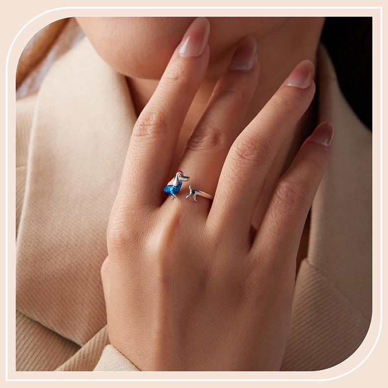 Everle S925 Стерлинговое серебро Такса Регулируемое Рождественское кольцо для женщин